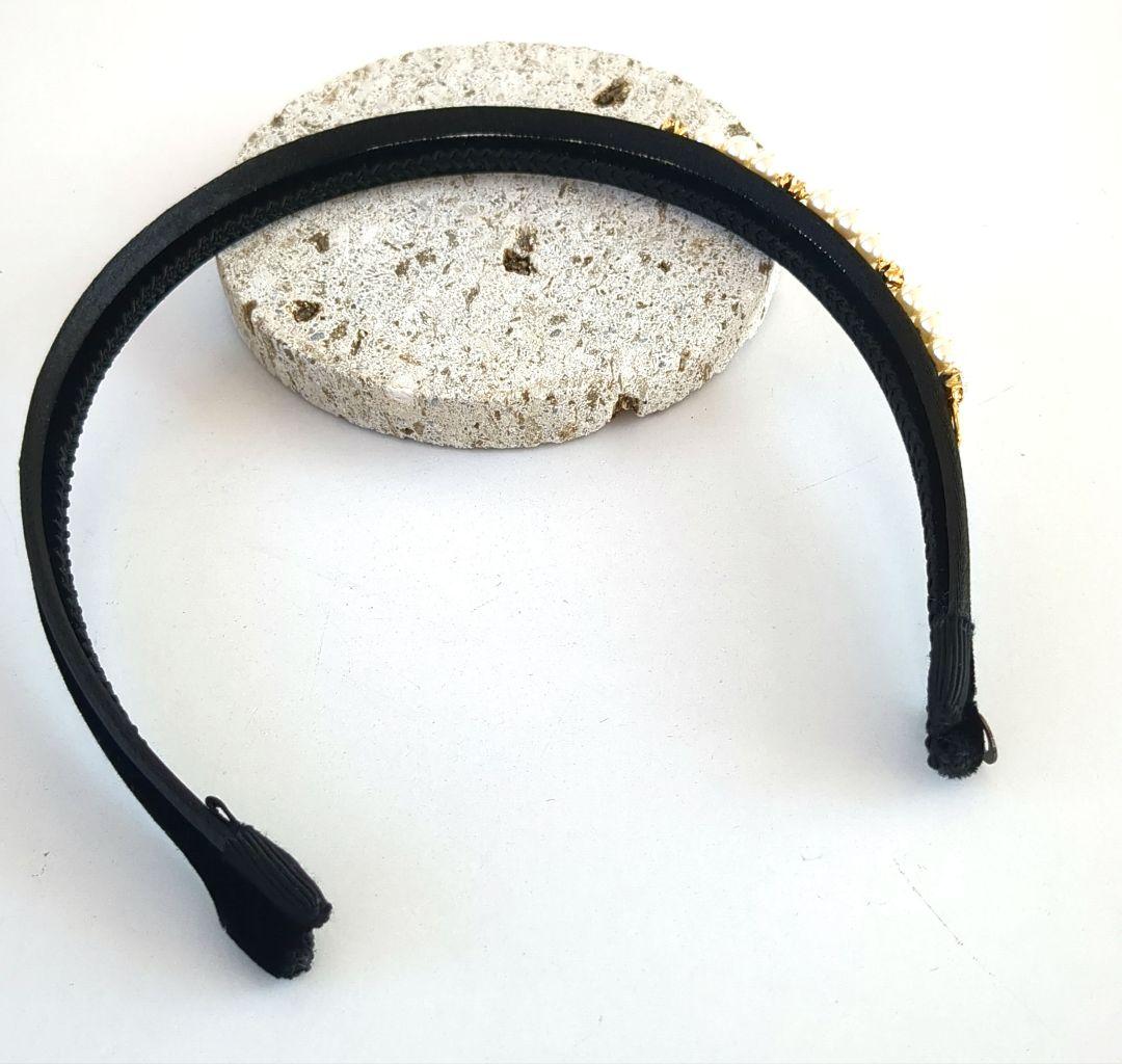 コンプレックスビズ*2本セットパール装飾　細ヘアバンド 黒