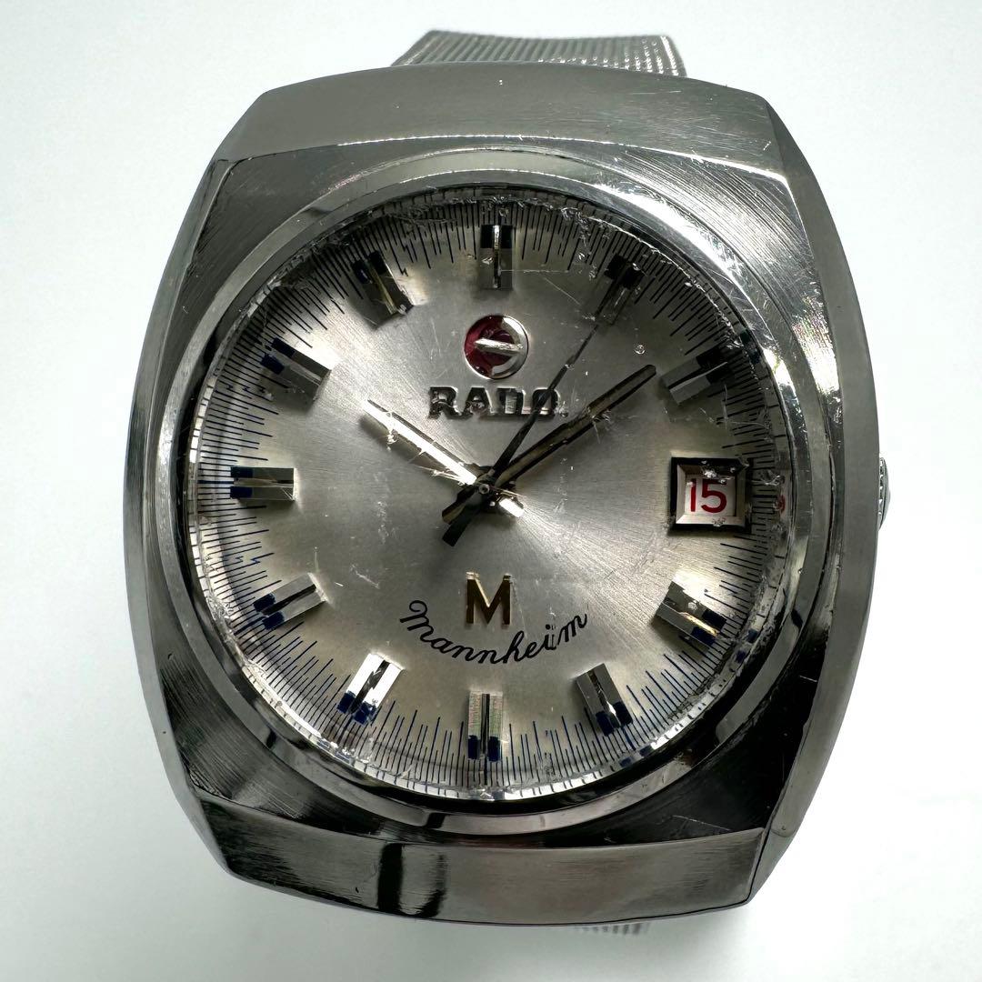 【稼働】RADO 腕時計 マンハイム 自動巻き カットガラス メンズ シルバー