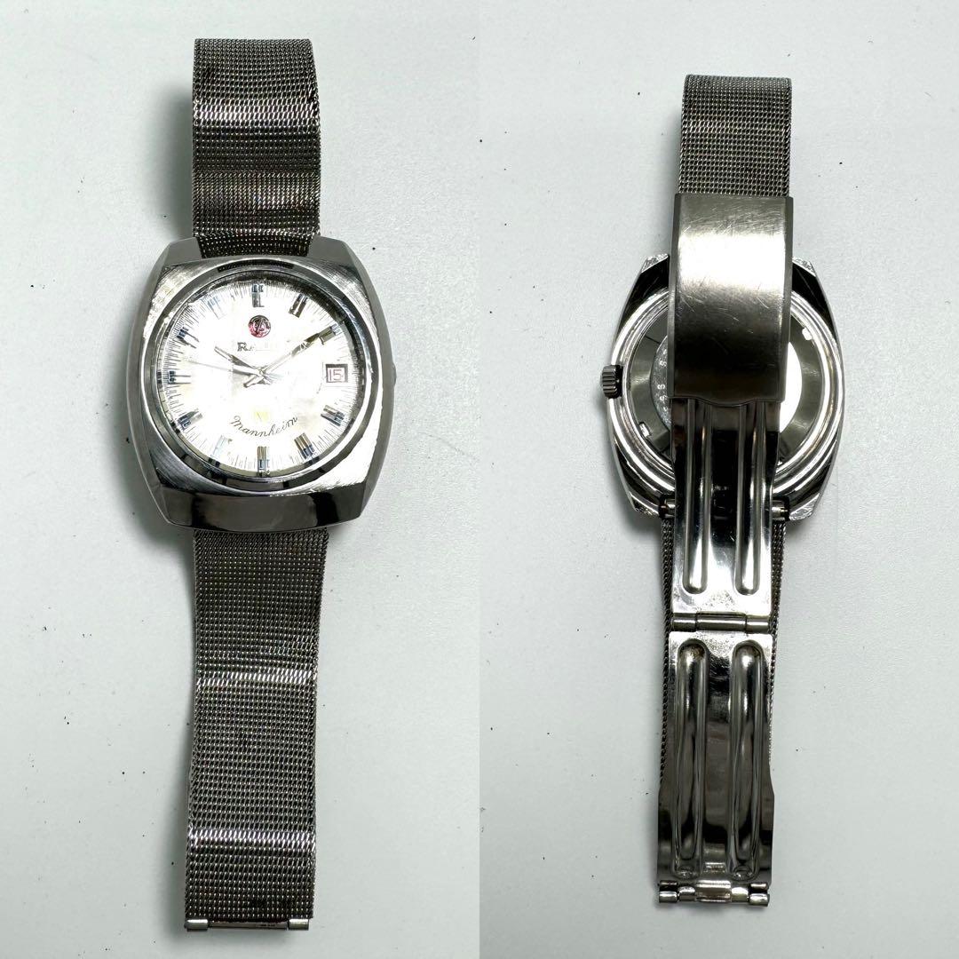 【稼働】RADO 腕時計 マンハイム 自動巻き カットガラス メンズ シルバー