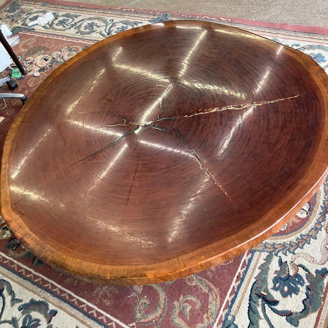 昭和レトロ 銘木 欅材 一枚板 大型座卓 円卓 センターテーブル サイドテーブル