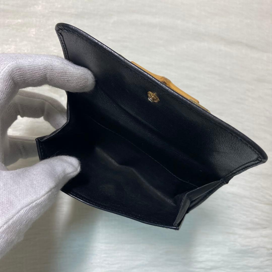 早い者勝ち　美品　GUCCI グッチ　バンブー　二つ折り　黒　レザー　人気