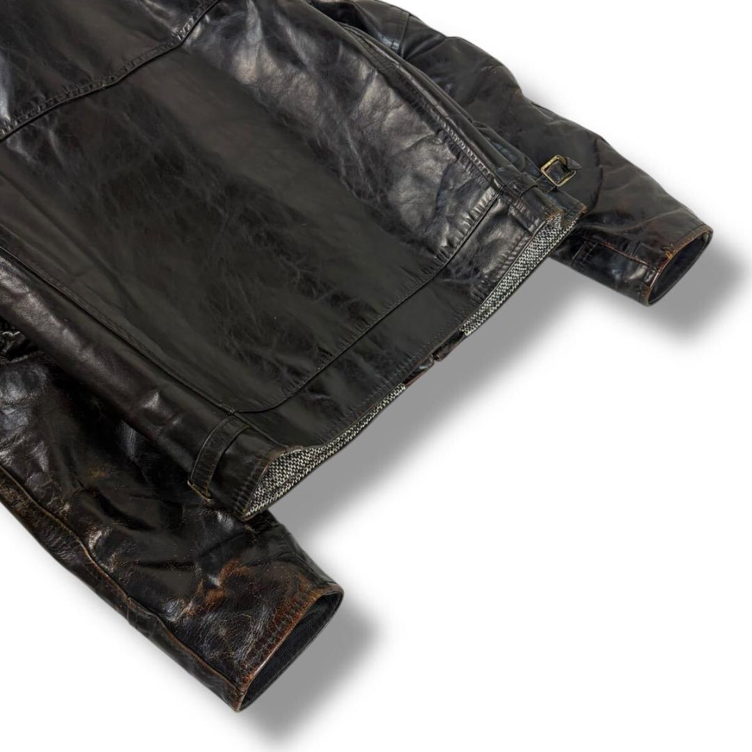 エアロレザー レザー ジャケット ハイウェイマン 茶芯 34 英国製