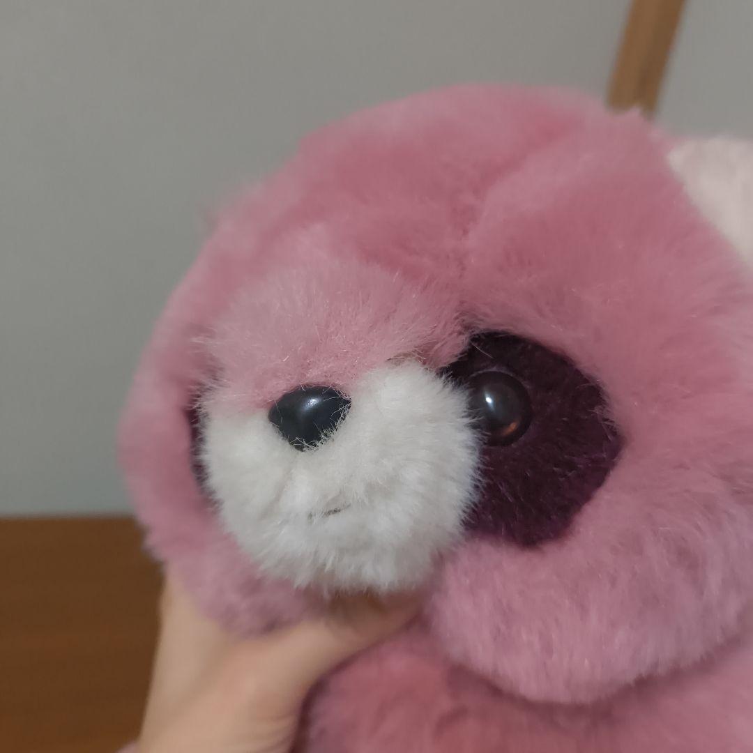 ぬいぐるみの三英 たぬき 昭和レトロ　あらいぐま　当時物　ピンク色　日本製