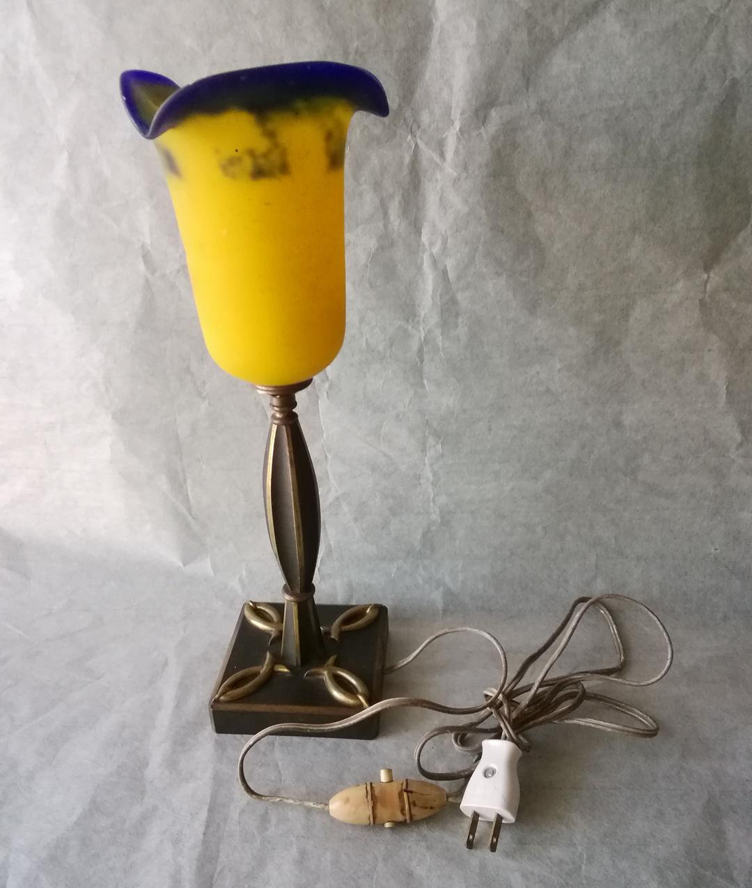 逸品アンドレ·ドラット　ヴィトリフィカシオン　彩色ブロンズ　ライト　アンティーク