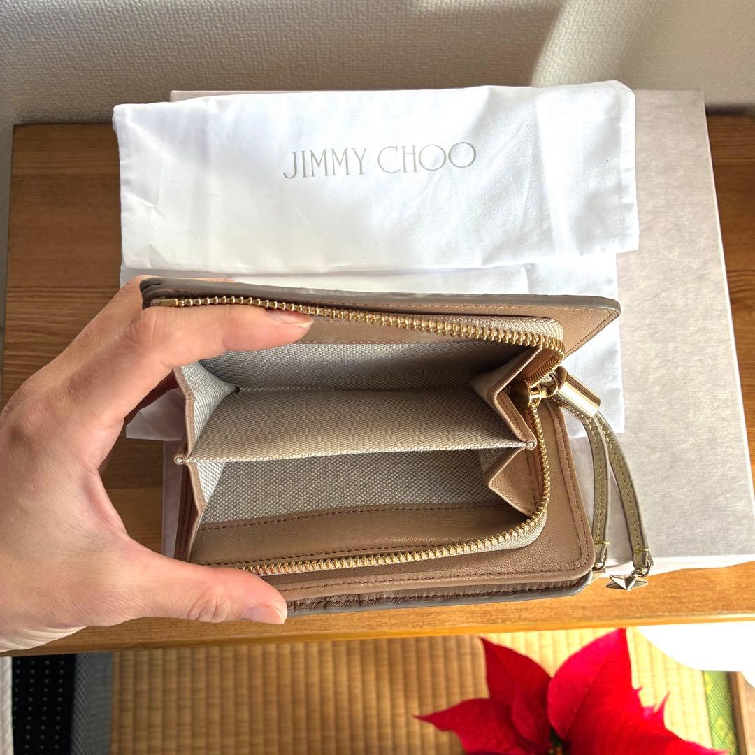 最終価格☆新品未使用JIMMY CHOOゴールド×クリスタルスタッズ 二つ折り