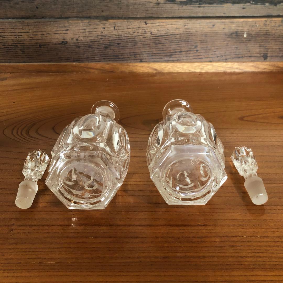 江戸期のギヤマンガラス瓶一対古箱入