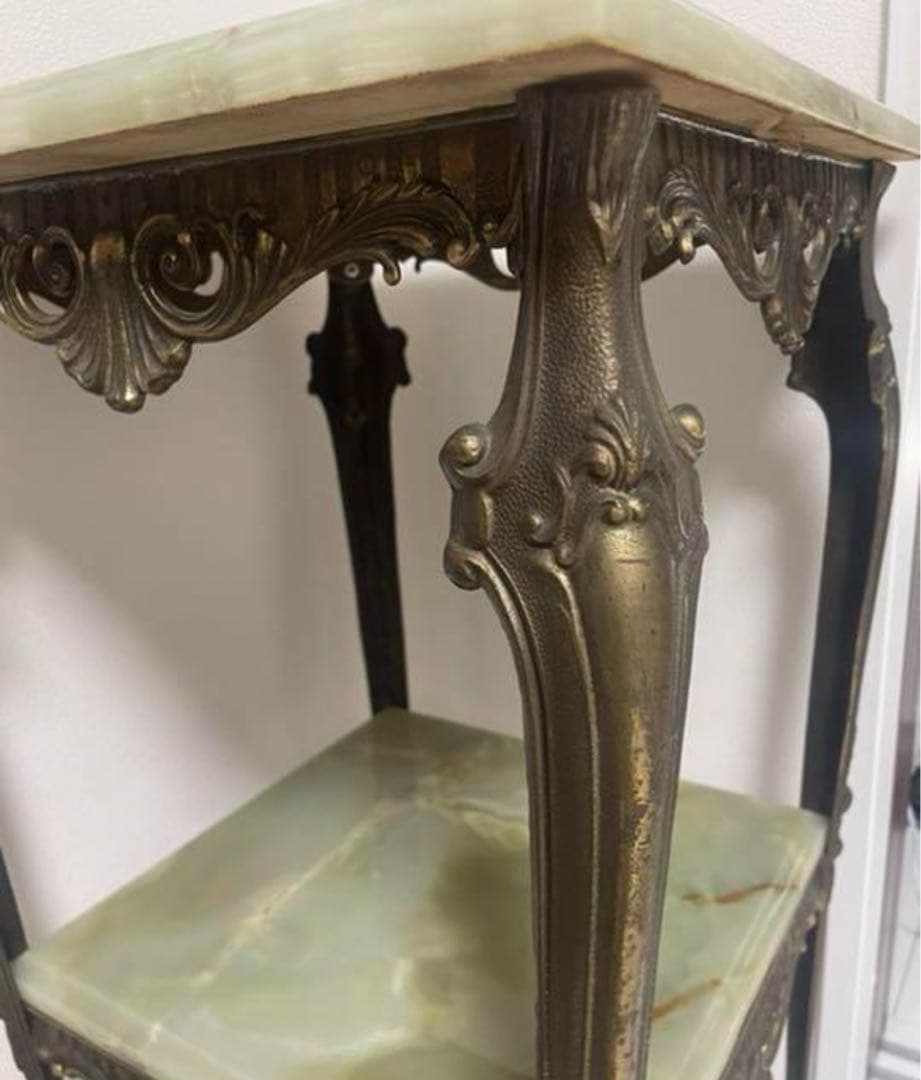 ロココ調 大理石 真鍮 花台 置き台 猫脚 アンティーク