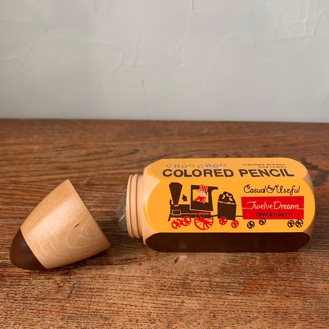 ご確認用　木製　鉛筆型ケース　色鉛筆セット　レトロ　ノベルティ