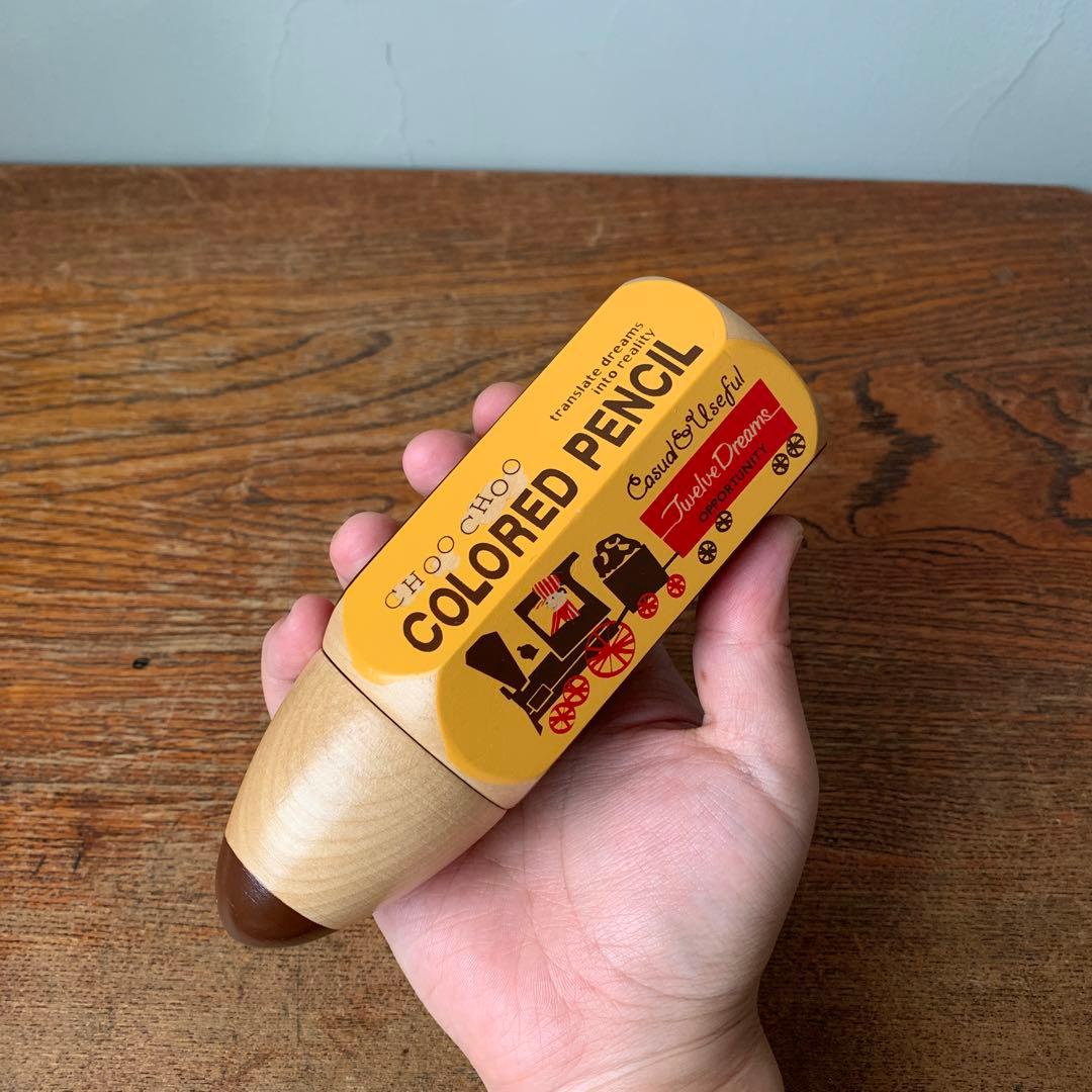 ご確認用　木製　鉛筆型ケース　色鉛筆セット　レトロ　ノベルティ