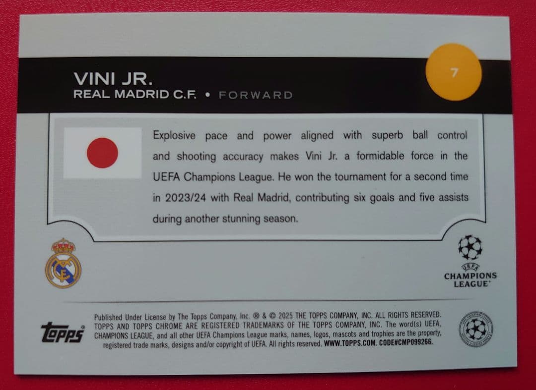 topps桜パラレル VINI JR. ジャパンエディション限定