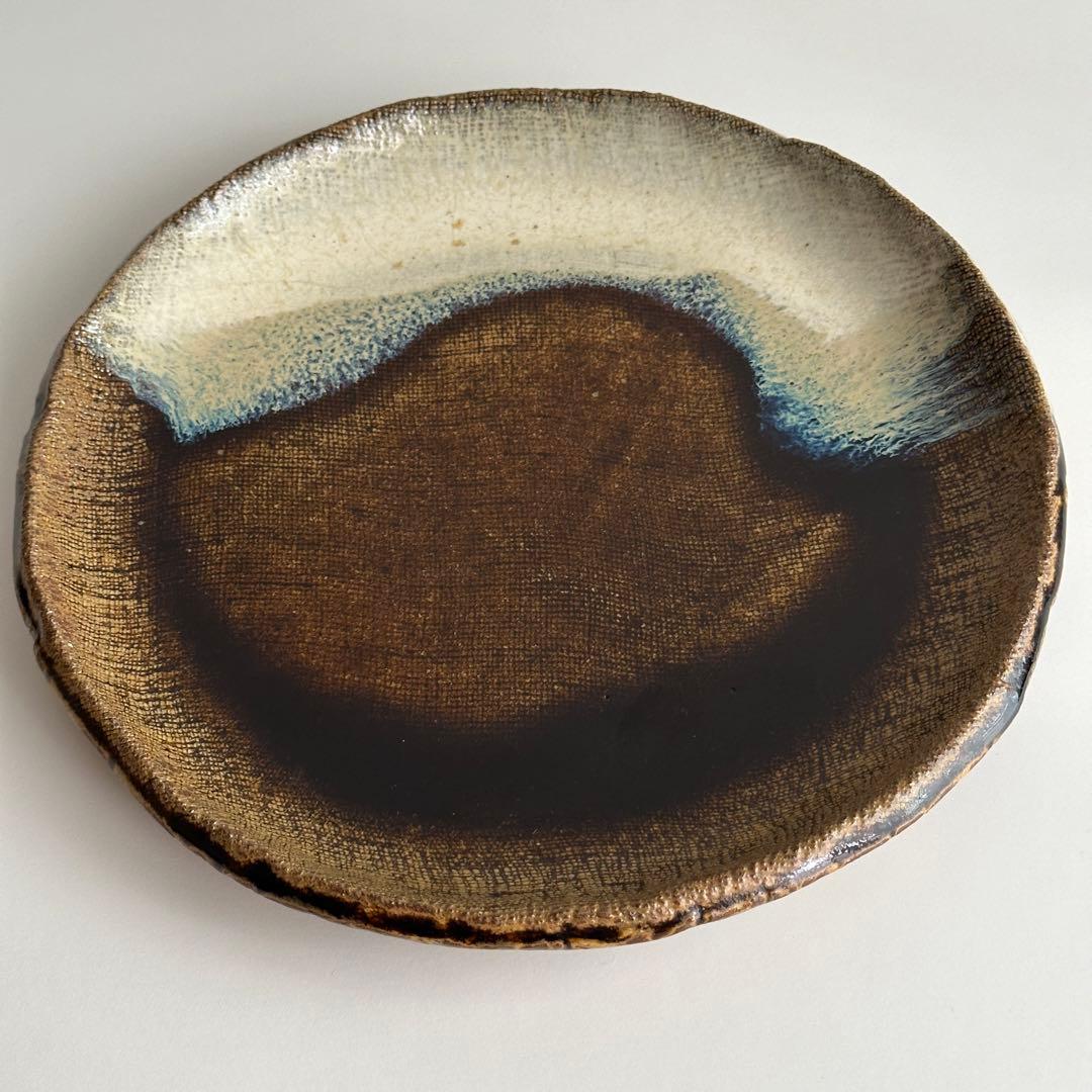高内秀剛 皿 飴糠釉 掛分皿 共箱