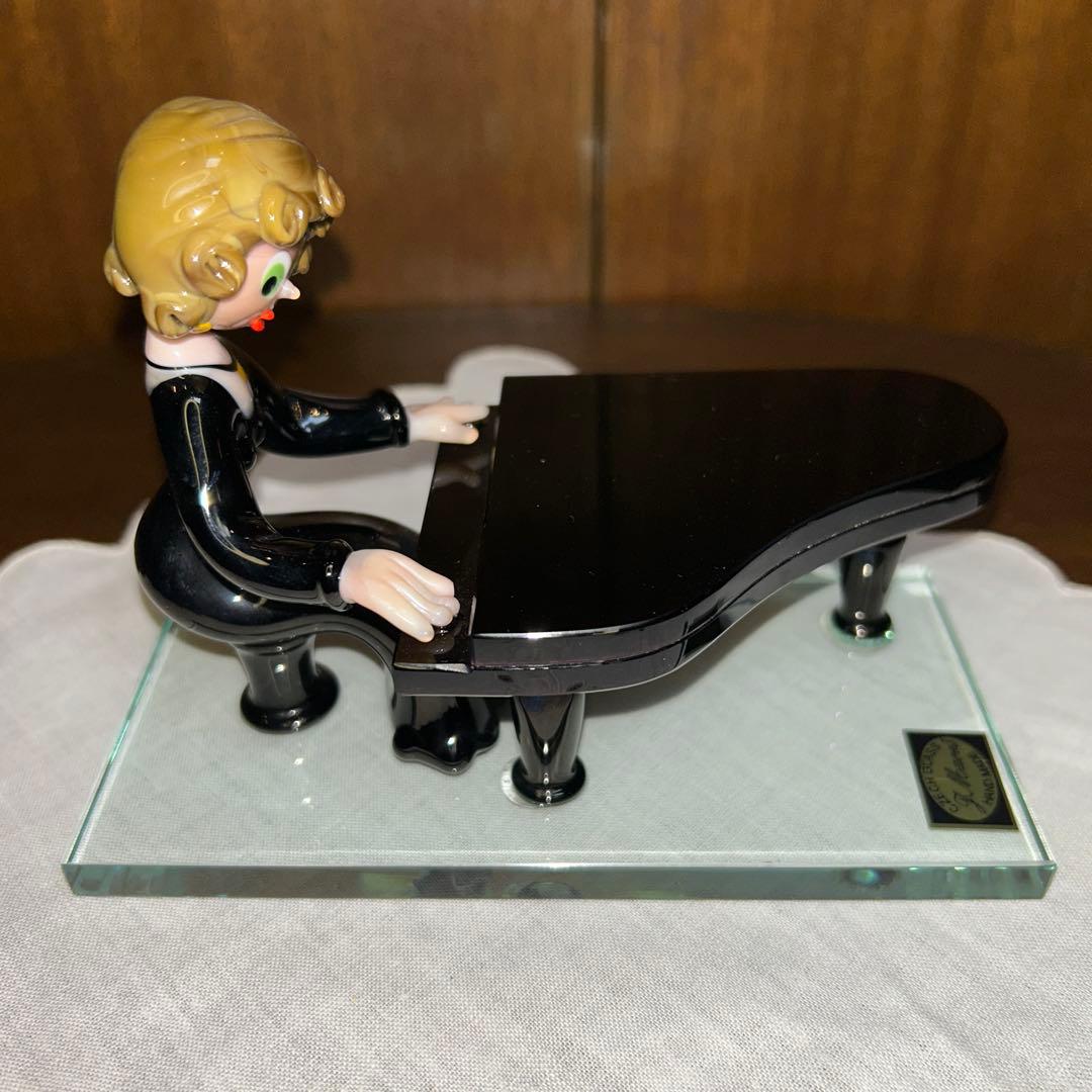 稀少　ビンテージＪ.Mares チェコ ボヘミアンガラス　ピアノ演奏者