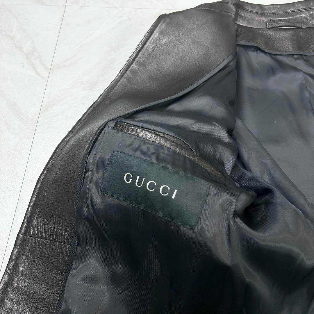 極美品 グッチ シングルライダース カウレザー ジャケット トムフォード期 46