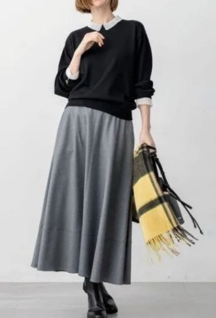 23区カシミヤ100%チェック柄マフラー イエロー2025AW