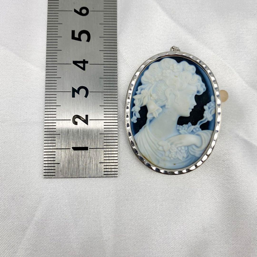 カメオ F.W. ブローチ ペンダントトップ K14WG サイン入り