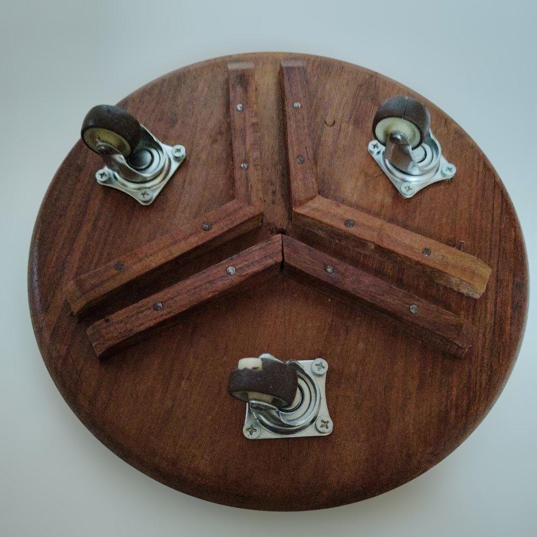 彫刻装飾木製キャスターテーブル ぞうがん細工　象嵌細工お花の台 花台