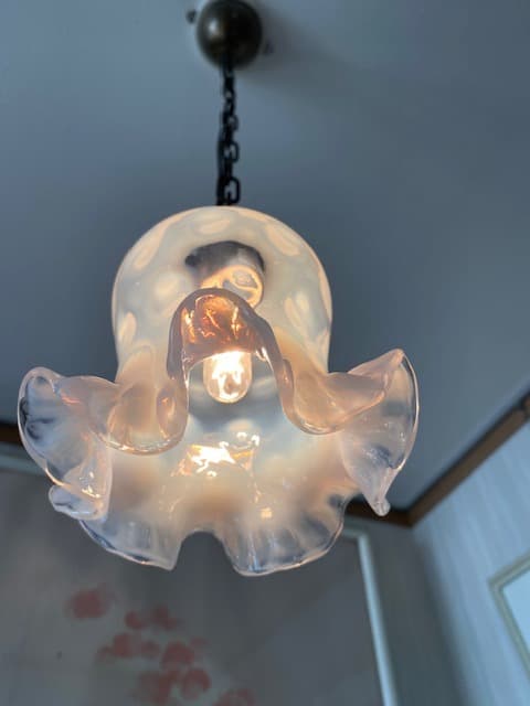 フェントン　オパールセント　ドット　ランプシェード　ビンテージ硝子シェード