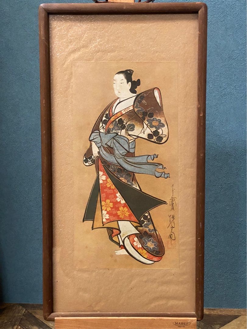 風前美人図 懐月堂安度 江戸期 当時物 希少 インテリア 額縁