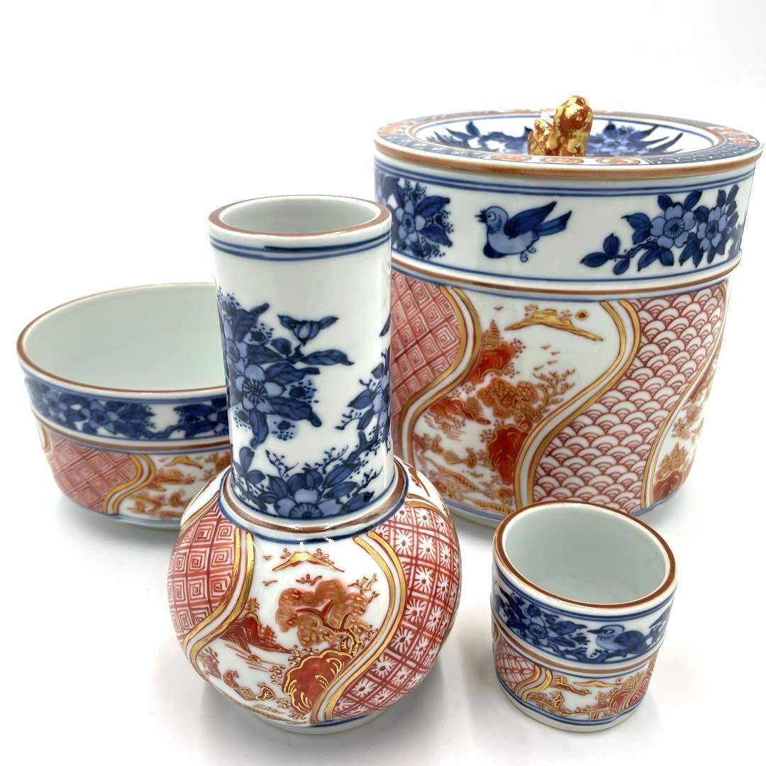 茶道具　染付　金襴手　花鳥文　平安　秀峰　台子皆具　水指　蓋置　釈立　建水　茶器