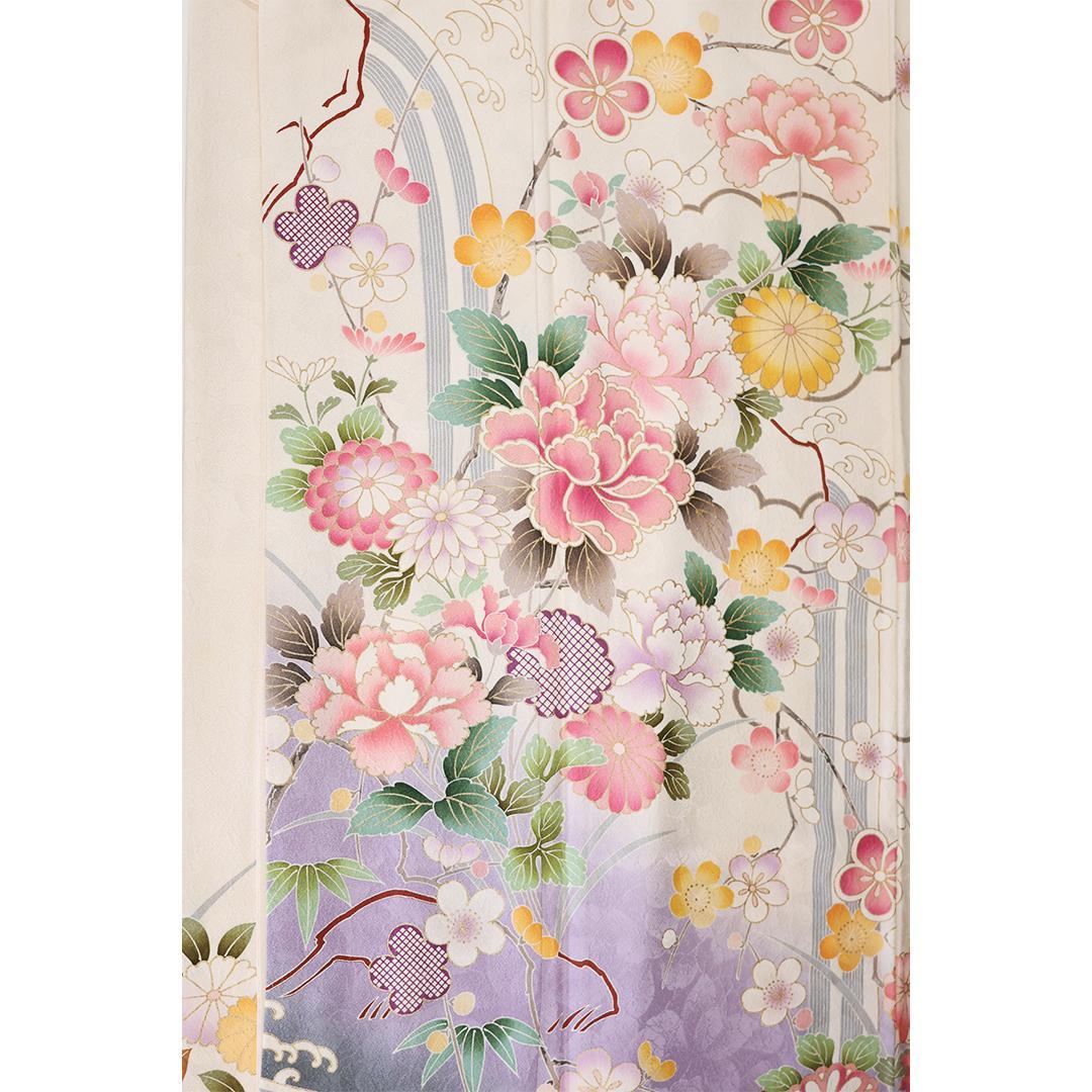 okapi◆ 振袖6点セット ◆170.5cmフルセット正絹白系Ud05