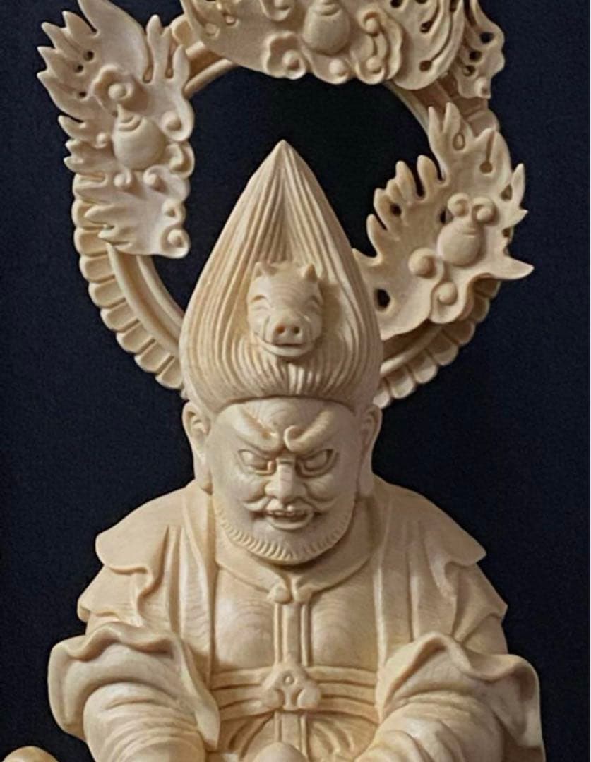 井波彫刻　総檜材　木彫仏像　仏師手仕上げ品　金毘羅権現　金毘羅明王立像