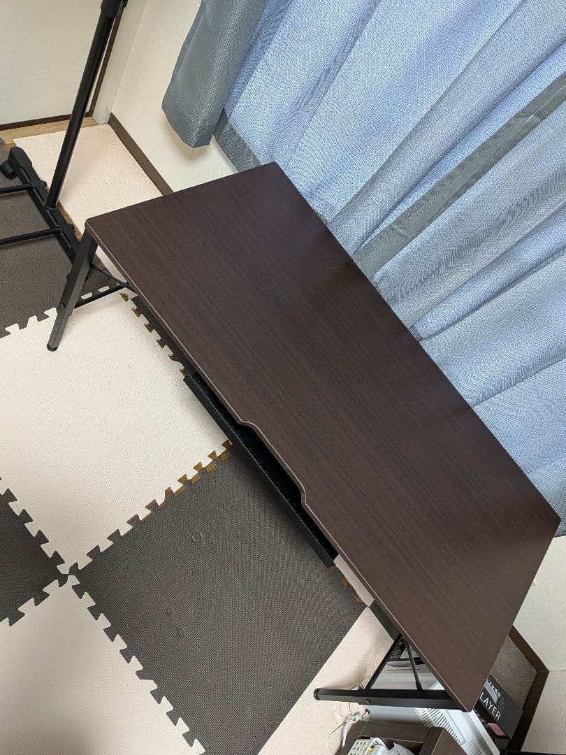 ダークブラウン パソコンデスク 引き出し付き