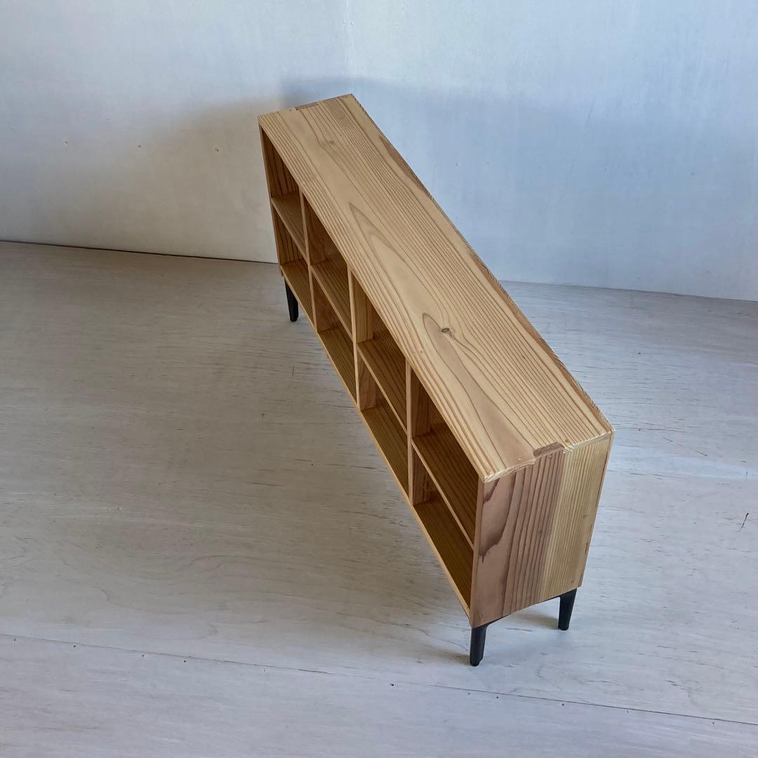 古い木製 オープンラック 鉄脚 木製棚 展示棚