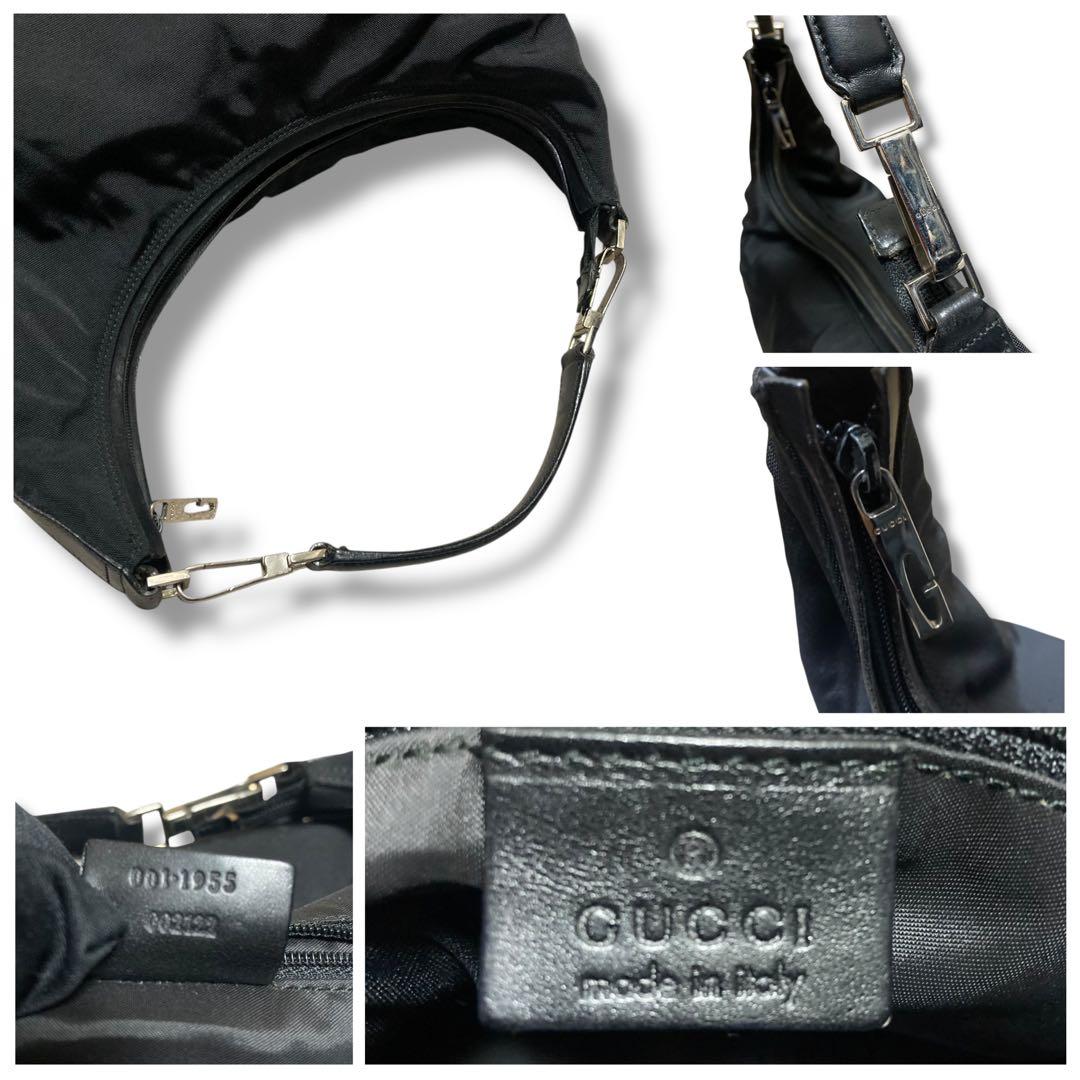 グッチ　ワンショルダー　ハンドバッグ　G金具　ナイロン　ブラック