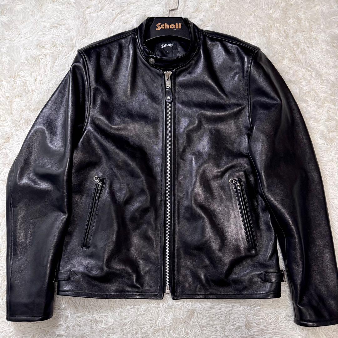 極美品/XL✨Schott ライダースジャケット シングル　羊革　黒