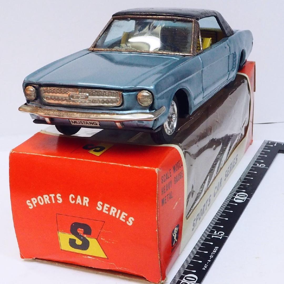 旧バンダイ【 フォード マスタング青】ブリキ自動車 tin toy car 箱付