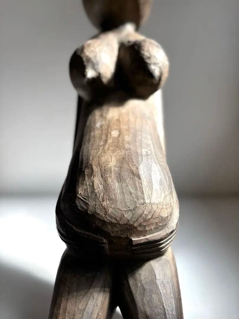 691 骨董 民芸 アンティーク アフリカ コンゴ ルバ族 女性立像 彫刻