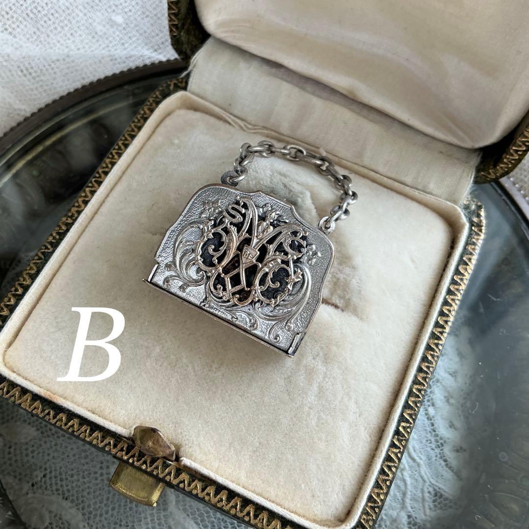 【ｍ】フランスアンティーク ミニチュア　バッグ　シルバープレート