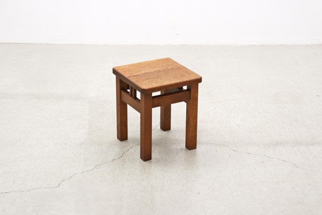 オーク無垢材 スツール チェア 椅子 花台 展示台 ヴィンテージ