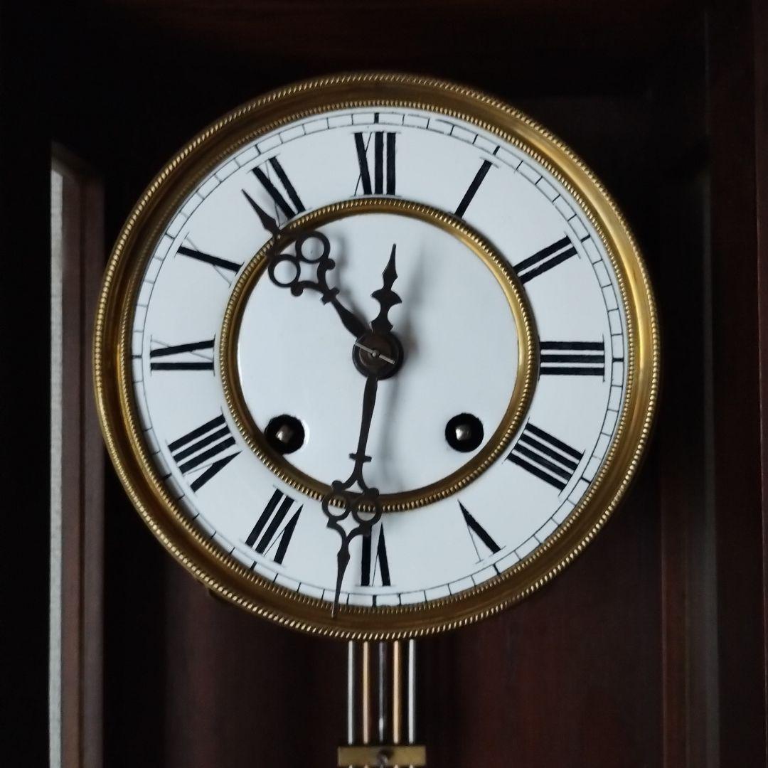 ナ*ナ様 掛時計　３面ガラス　巻き鍵付き　柱時計 　ゼンマイ式