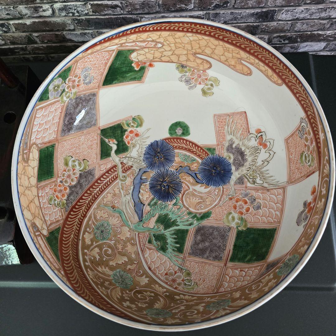 【骨董品】【アンティーク】 【古伊万里】【有田焼】 有田焼飾り大皿 飾り棚付