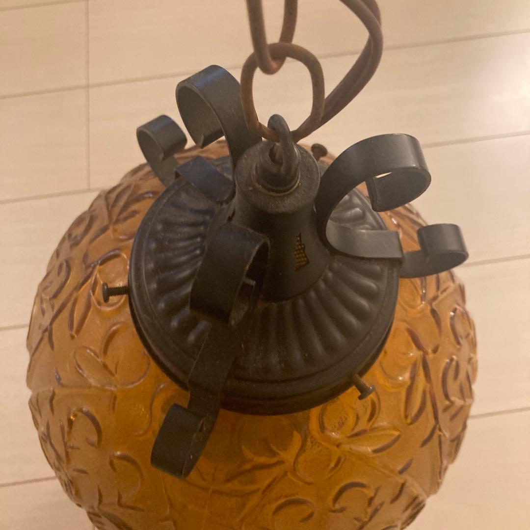 アンバーガラス　ペンダントランプ　ライト　ヴィンテージ アンティーク