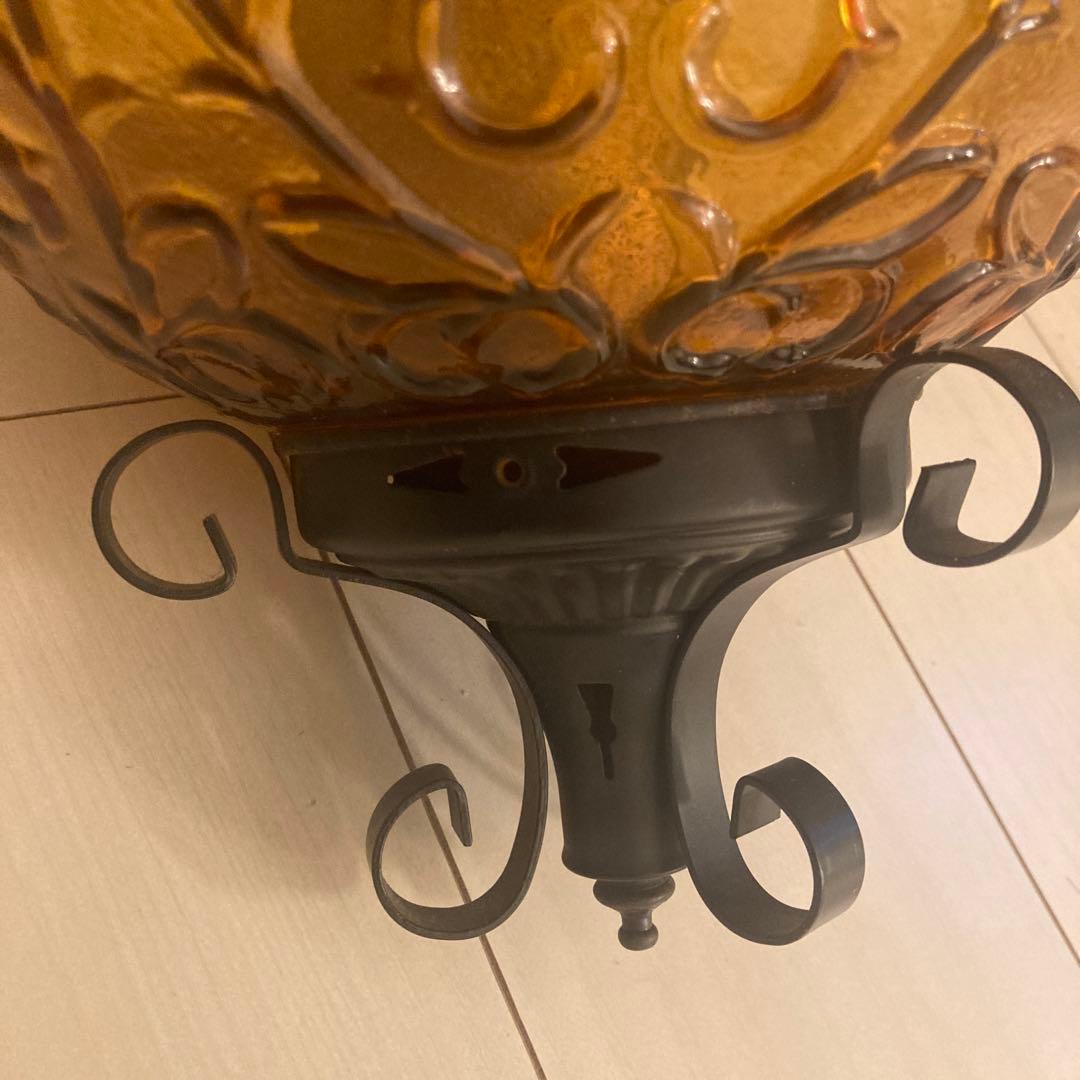 アンバーガラス　ペンダントランプ　ライト　ヴィンテージ アンティーク