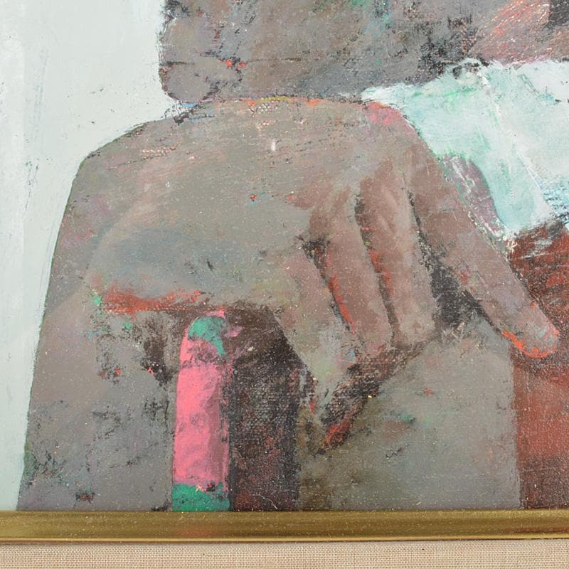 田谷行平　油彩　F4号　「道化」　ピカソ画房　額装　V　R6814F