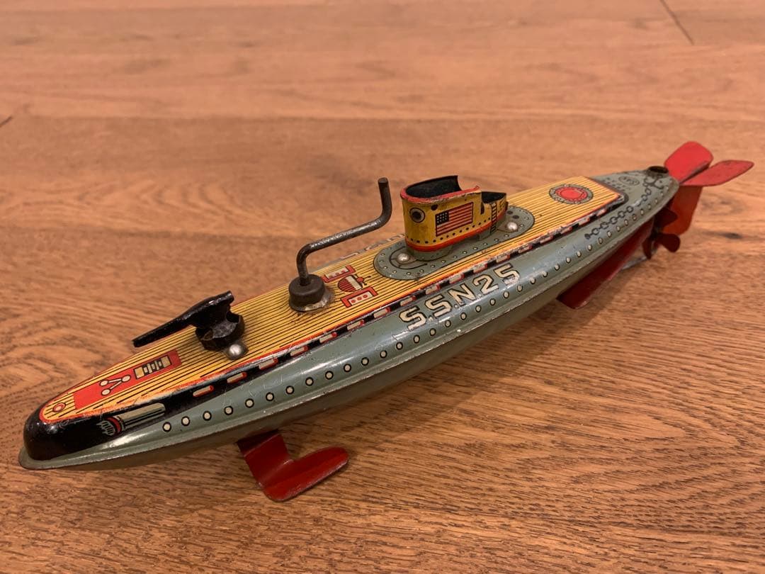 動作確認済 昭和レトロ マルサン S.N.N.25日本製 ブリキ潜水艦