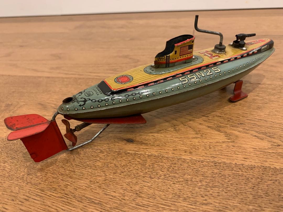 動作確認済 昭和レトロ マルサン S.N.N.25日本製 ブリキ潜水艦