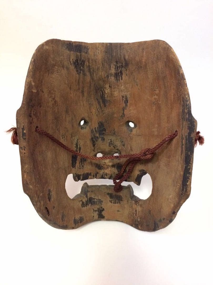 【江戸時代 天狗面】 木彫 猿田彦大神　魔除け　舞踏　神楽