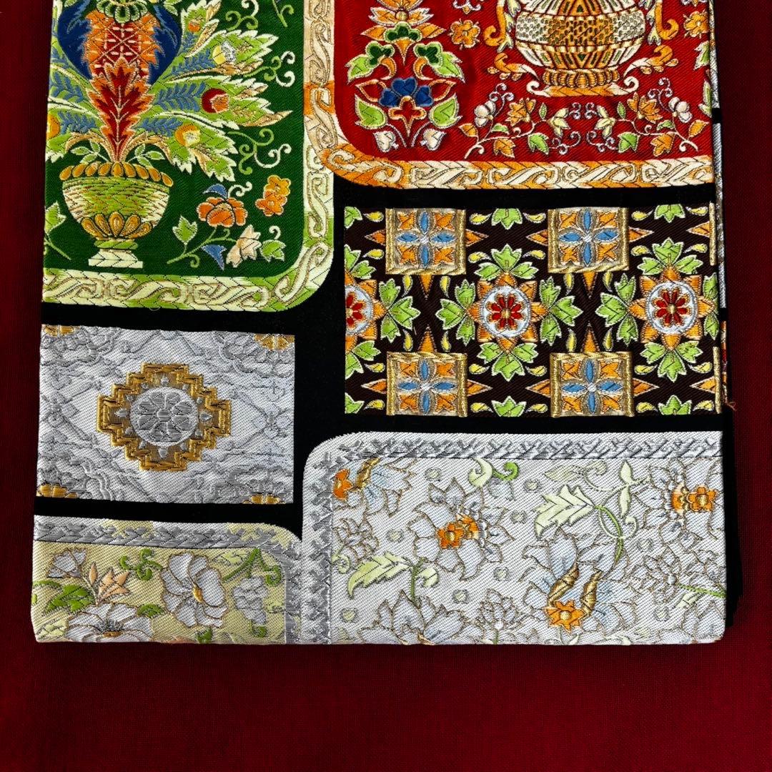 高級　更紗袋帯 華やかな刺繍 袋帯 100%絹　美術織物　豪華刺繍帯