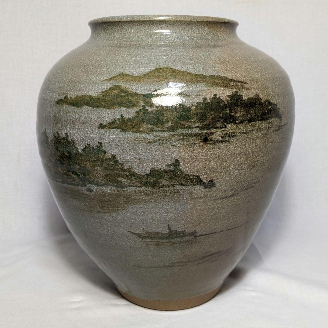 森香泉 虫明焼 壺 共箱 壷 絵付け 花器 フラワーベース 花瓶 華道具 茶道具