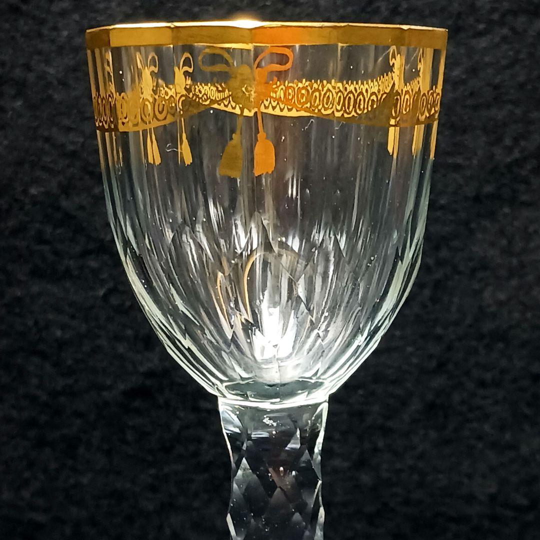 Y2590-6 オールドバカラ 金彩装飾 ステムグラス 高さ14㎝ 豪華金彩