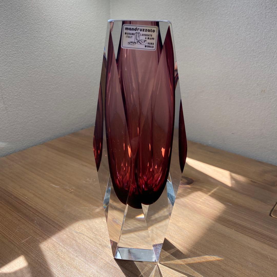 ソンメルソ　ムラーノ　赤紫　ムラノガラス　ベネチア　フラワーベース