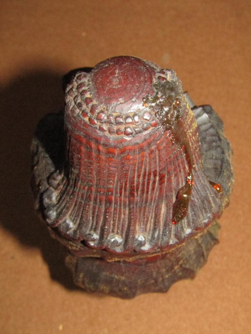 【木彫　肥松　義法仙人　北京・美信刀　２０ｃｍ　木箱付　仏教美術】