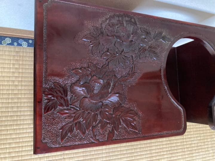 ★日光彫★ 木彫り 民芸品 ポット台 アンティーク