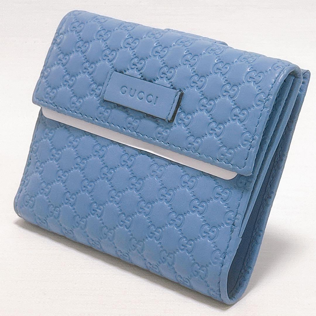 極美品✨レアカラー✨GUCCI グッチ 二つ折り財布 マイクロシマ GG レザー