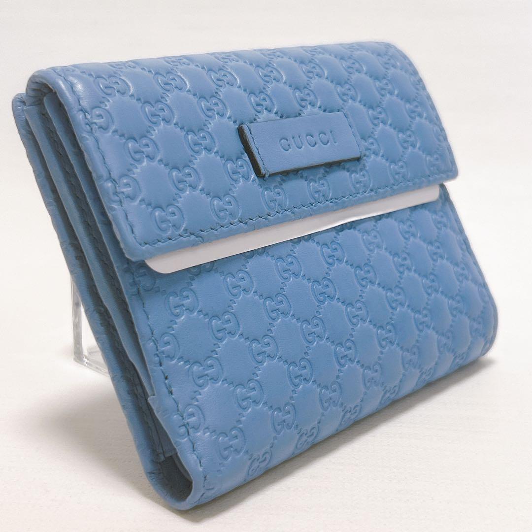 極美品✨レアカラー✨GUCCI グッチ 二つ折り財布 マイクロシマ GG レザー