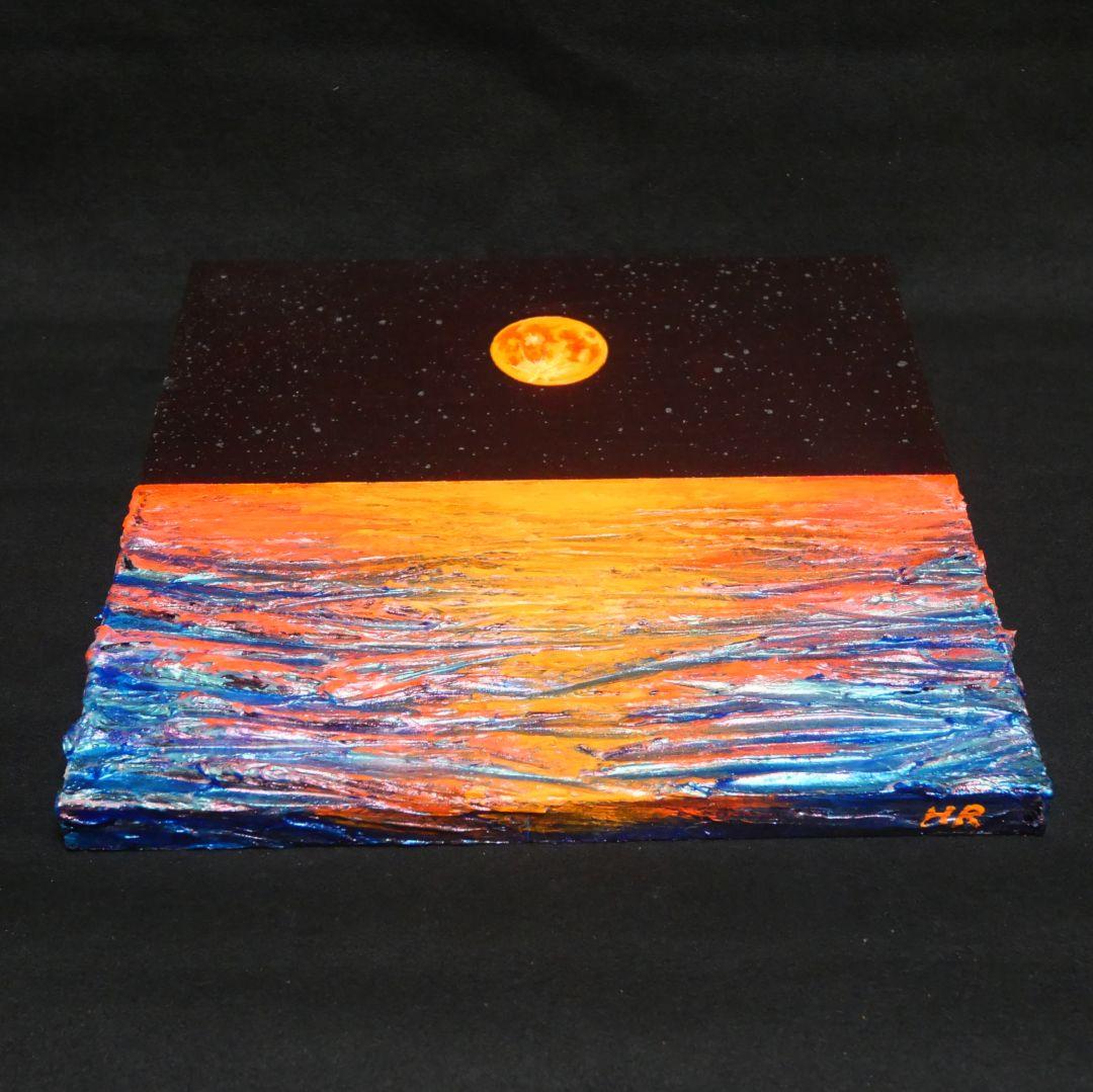 油絵 油彩 油彩画 絵 絵画 【オレンジ色の満月】